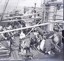 Egitto Passeggeri Sul Ponte Di Una Barca C1920 Foto NEGATIVO Targa Vintage