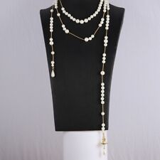 Collana girocollo Vivienne Westwood bianco filo di perle spezzate goccia oro catenina