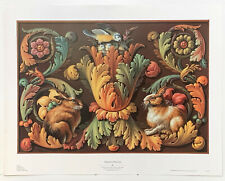 Venetian Fantasy, with a Bird’s Nest and Rabbits among Scroll Reproduction Print