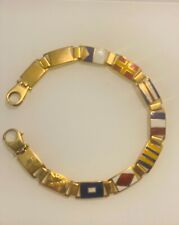  BRACCIALE AURORA ORO GIALLO 750 18K, BANDIERE NAUTICHE, SMALTATE, MADE IN ITALY