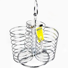 Portabicchieri a 3 Cilindri in Acciaio Cromato con Anello 22x16x16cm Cucina dfh