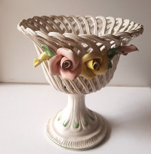 Centrotavola/Porta Frutta in Ceramica Smaltata Traforata - VINTAGE