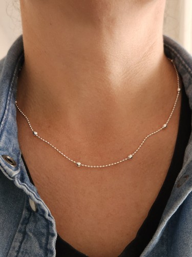 Collana catena perline - , argento