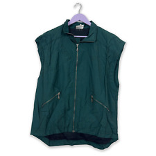 Giacca a vento Reebok Vintage smanicata verde scuro con zip anni 90 - Taglia L/X