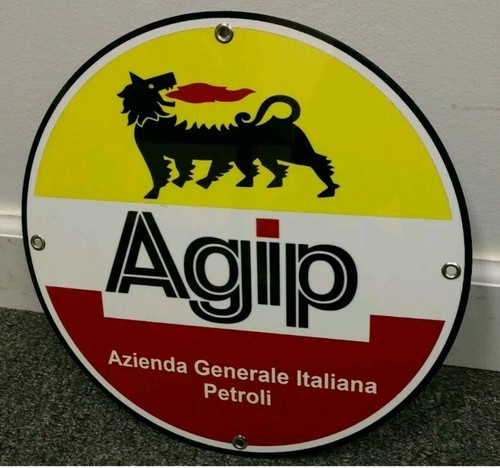 Insegna rotonda agip - rotonda, benzina
