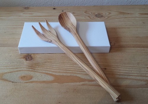 Set posate legno ulivo - set,