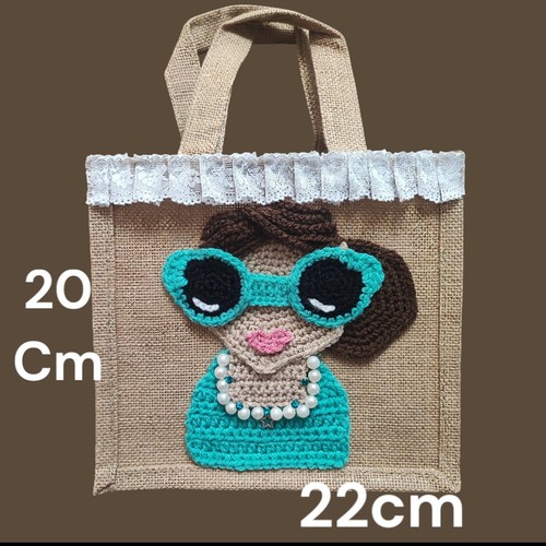 Borsa con volto uncinetto - con,
