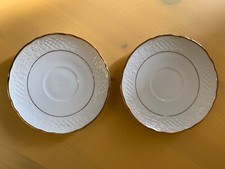 Coppia piattini vintage in porcellana Bavaria Schumann Arzberg Germany bordo oro