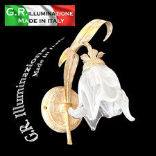 APPLIQUE IN FERRO BATTUTO 1 LUCE AVORIO ORO LAMPADA DA PARETE CUCINA BAGNO Sara