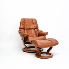 Poltrona Ecornes Stressless Reno (M) con sgabello pelle cognac relax tv TOP!