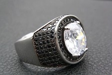 Zirconia Argento Anello Biker