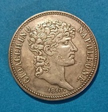 Moneta 5 Lire Gioacchino NAPOLEONE 1813 Riproduzione Bellissima 