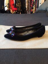 MIU MIU LUSSO BALLERINE VELVET DARK BLU JEWELS ORIGINALI 38,5 EUR 8,5 US 5,5 UK