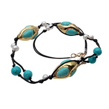 Collana stringa turchese blu