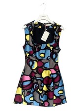 Mugler mini abito corto senza maniche misto seta foderato designer Regno Unito 8 RRP £ 1450