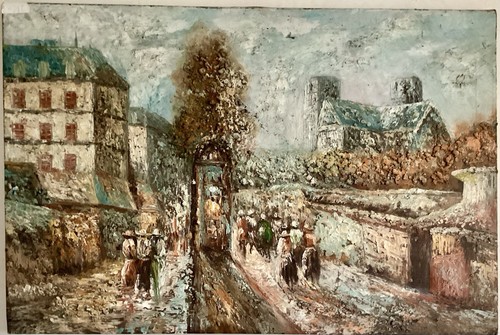 Dipinto olio tela parigi - olio, su