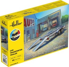 KIT MODELLISMO AUTO STATICO HELLER CARRELLO TRAILER TRASPORTO SCALA 1:24