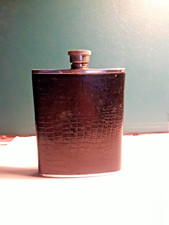 FIASCHETTA WHISKY VINTAGE MADE IN ENGLAND RIVESTITA IN PELLE ANNI 60