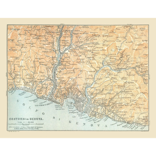 Mappa storica genova italia - mappa,