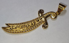 Ciondolo scimitarra islamica islamica spada zulfiqar oro massiccio 22 kt grammi 4,92