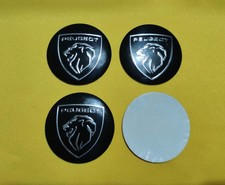4 adesivi coprimozzo per PEUGEOT  black silver in alluminio AFTERMARKET