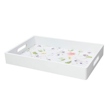 Vassoio Audrey in Legno Decoro Floreale con 2 Manici - TOGNANA - 30 x 20 x 4 cm