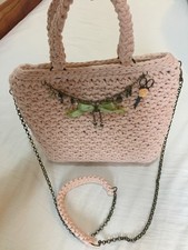 Borsa Rosa Cipria donna lavorata a uncinetto Fatta a mano in Italia