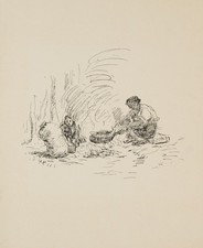 Cena al falò, 1914 circa, lith. Espressionismo Nat Sconosciuto (XX secolo)