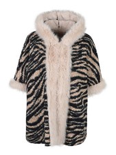 Solada Mantella da donna con cappuccio e dettagli in pelliccia sintetica