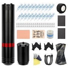 TATELF Penna Rotante Wireless per Macchina per Tatuaggi con 20pz Cartuccia Aghi 1500mAh