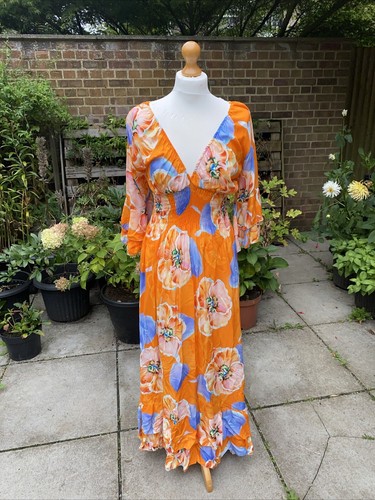 Maxi abito arancione floreale - arancione,