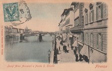FIRENZE - CARTOLINA - LUNG' ARNO ACCIAIOLI E PONTE S. TRINITA- X FRANCIA -1904