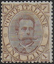 1889 Italia Umberto I Lire 1 bruno giallo MNH Sassone n. 48