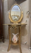 Lavabo Toilette da Camera Letto, Legno FogliaOro Con Specchio E Accessori Comple