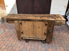 MOBILE BAGNO Antico banco da lavoro falegname RICOSTRUITO materiali antichi 