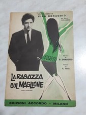 SPARTITO MUSICALE PINO DONAGGIO ( LA RAGAZZA COL MAGLIONE) BUONE CONDIZIONI