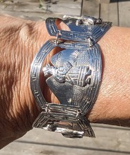 Bracciale Vintage Estate Lama Peruviano Argento Sterling Cinque Pannelli