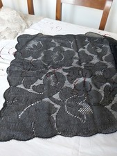 Antico velo da messa cerimonia mantiglia in pizzo nero rettangolare cm 238x54