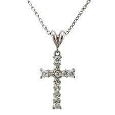 Collana MIKIMOTO croce da donna con diamanti 18 carati