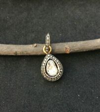 Ciondolo cerotto diamante a forma di lacrima argento 925 taglio rosa regalo delicato