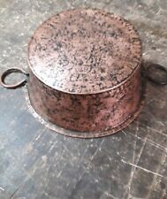 antica PENTOLA IN RAME BATTUTO e STAGNATO da cucina a legna calderone d'epoca di