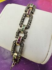 BRACCIALE BRACELET vintage gold ORO 12KT argento DIAMANTI rubini smeraldi anni70