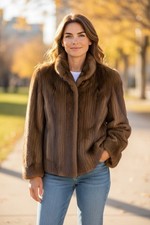 Giacca visone marrone SAGA