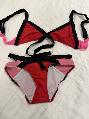 Bikini rosso rosa - color, block