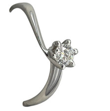 Anello Solitario di Oro Bianco