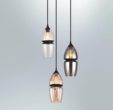 lampadario a Sospensione Ovale flute Moderna 1 luce designer in 3 colorazioni 