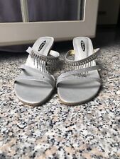 Sandali Argento Con Tacco Basso