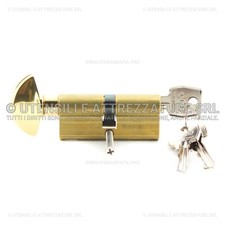 R&G CILINDRO EUROPEO in OTTONE NATURALE AGB 600 con POMOLO e 3 CHIAVI