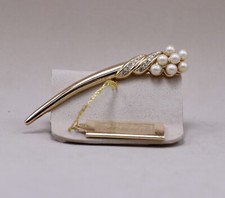 Grossé (Dior) Spilla Vintage Color Oro Con Perline E Strass Nuova Con Etichetta