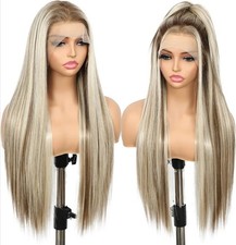 Parrucca ombreggiata bionda marrone HD pizzo anteriore miscela capelli umani evidenzia senza colla